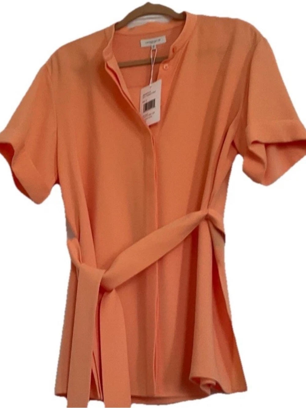 Lafayette 148 New York Peach Short-Sleeve Self-Tie Tunic